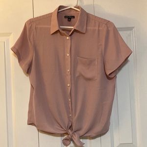 J. CREW MERCANTILE light pink blouse ties at bottom